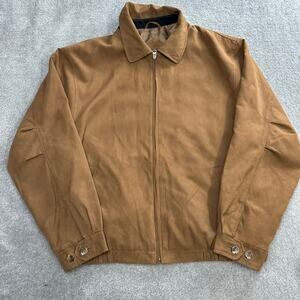 Cutter and Buck Brown Suede Jacket Zip Up Size XL Y2K Indie Preppy Vintage